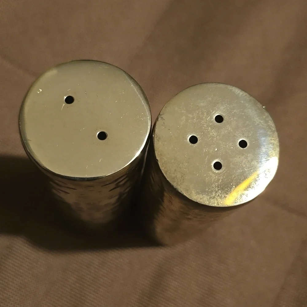 Williams Sonoma Silver Hammered Salt and Pepper Shakers Set, Originally $29.95US